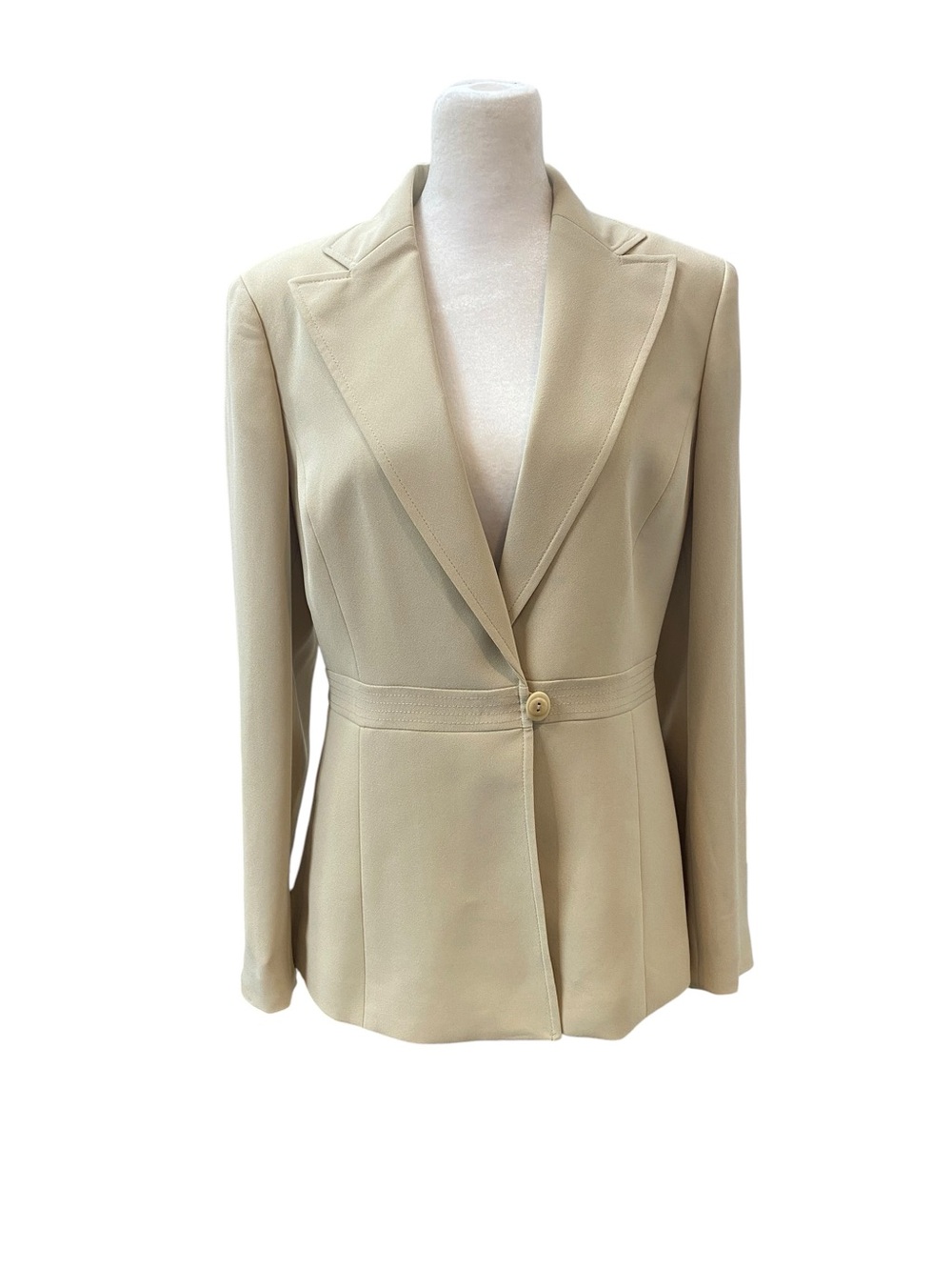 VINTAGE Kasper Women size 6 Single-Button lined shoulder pads Light Beige Blazer